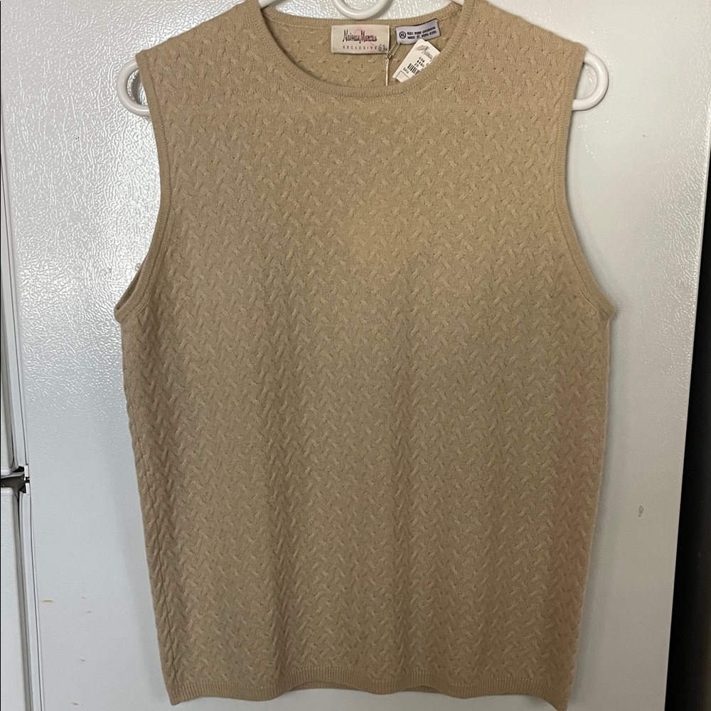 Neiman Marcus NWT‎ XL Ice Beige 100% Cashmere Blouse